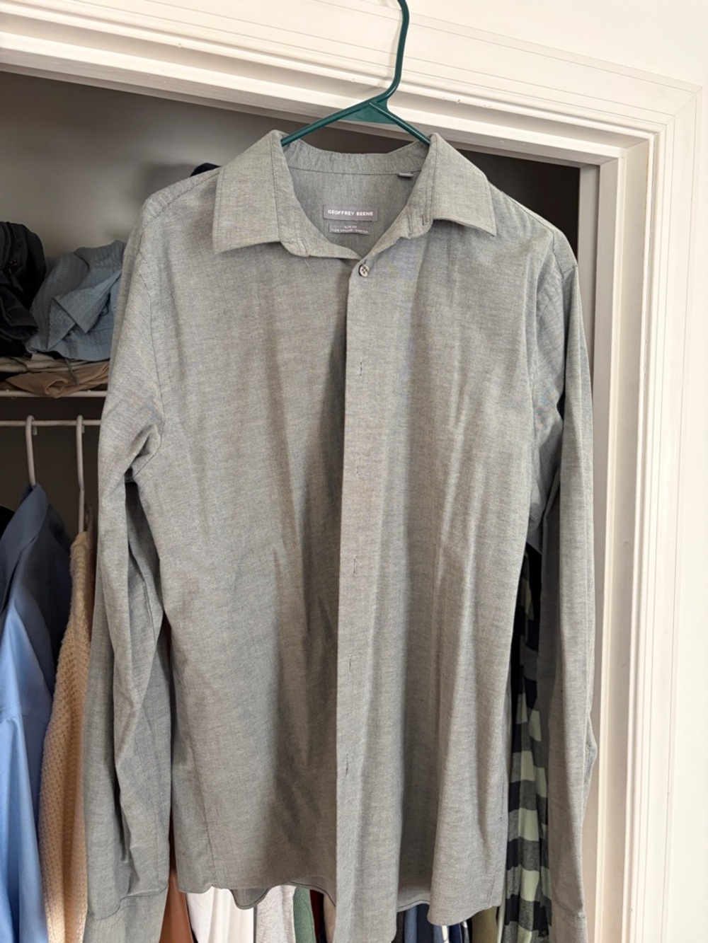 Geoffrey Beene Men's Light Gray Long-Sleeve Dress Shirt